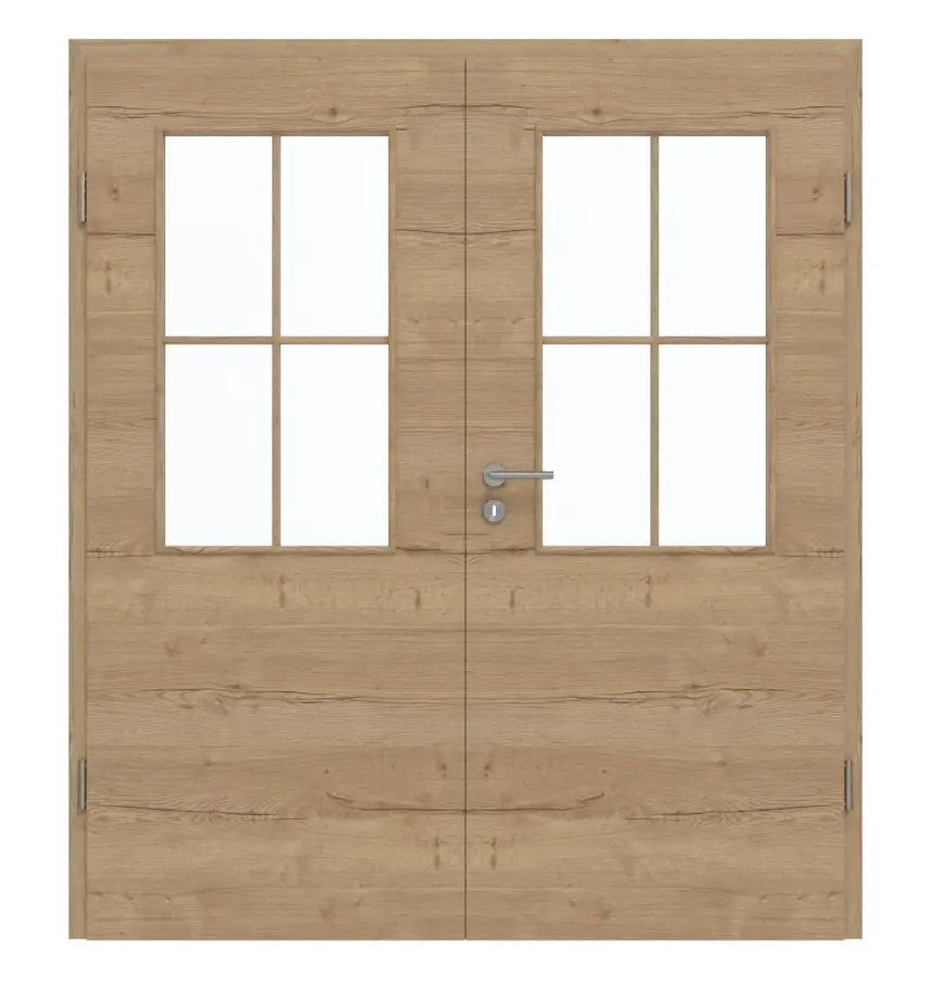 GARANT drzwi dwuskrzydłowe z ościeżnicą wzdłuż Authentic dąb szczelinowy GCK08 z przeszkleniem LA-6 szczeblina SP0