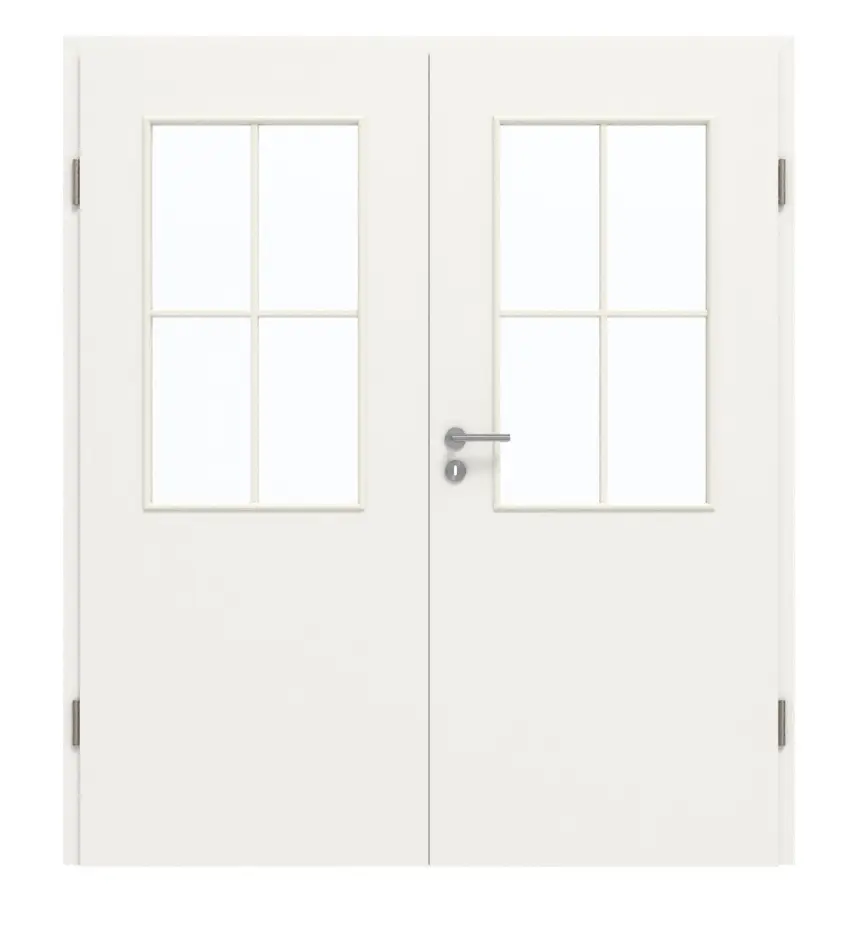 GARANT drzwi dwuskrzydłowe w zestawie z ościeżnicą biały lakier 9016 GHK08 z przeszkleniem LA-6 szprosem SP0