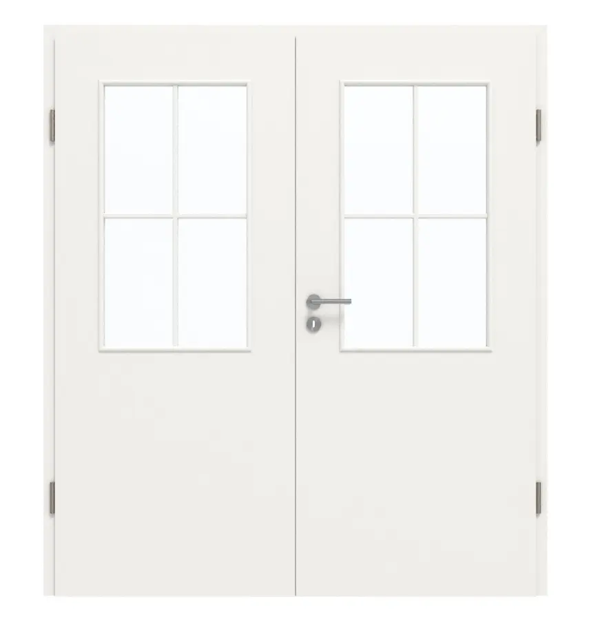 GARANT Drzwi dwuskrzydłowe wraz z ościeżnicą, biały lakier 9016, przeszklenie LA-6, szpros SP0