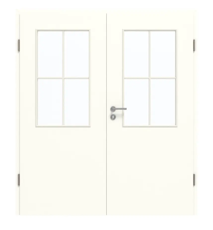GARANT Drzwi dwuskrzydłowe wraz z ościeżnicą U11026SD kryształowa biel GHK08 z przeszkleniem LA-6 szprosy SP0