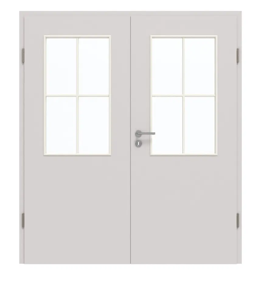 GARANT drzwi 2-skrzydłowe wraz z ościeżnicą U12188SD jasnoszary GHK08 z przeszkleniem LA-6 szpros SP0