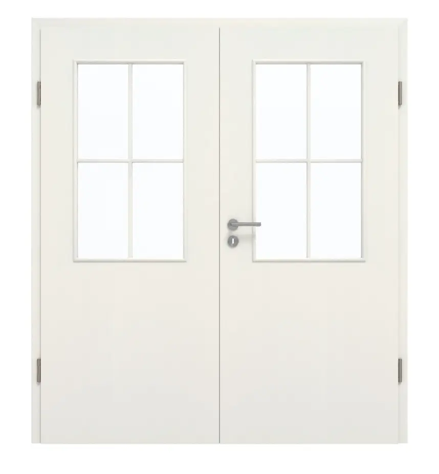 GARANT Drzwi dwuskrzydłowe wraz z ościeżnicą biel ze strukturą Premium CePaL z przeszkleniem LA-6 Szpros SP0