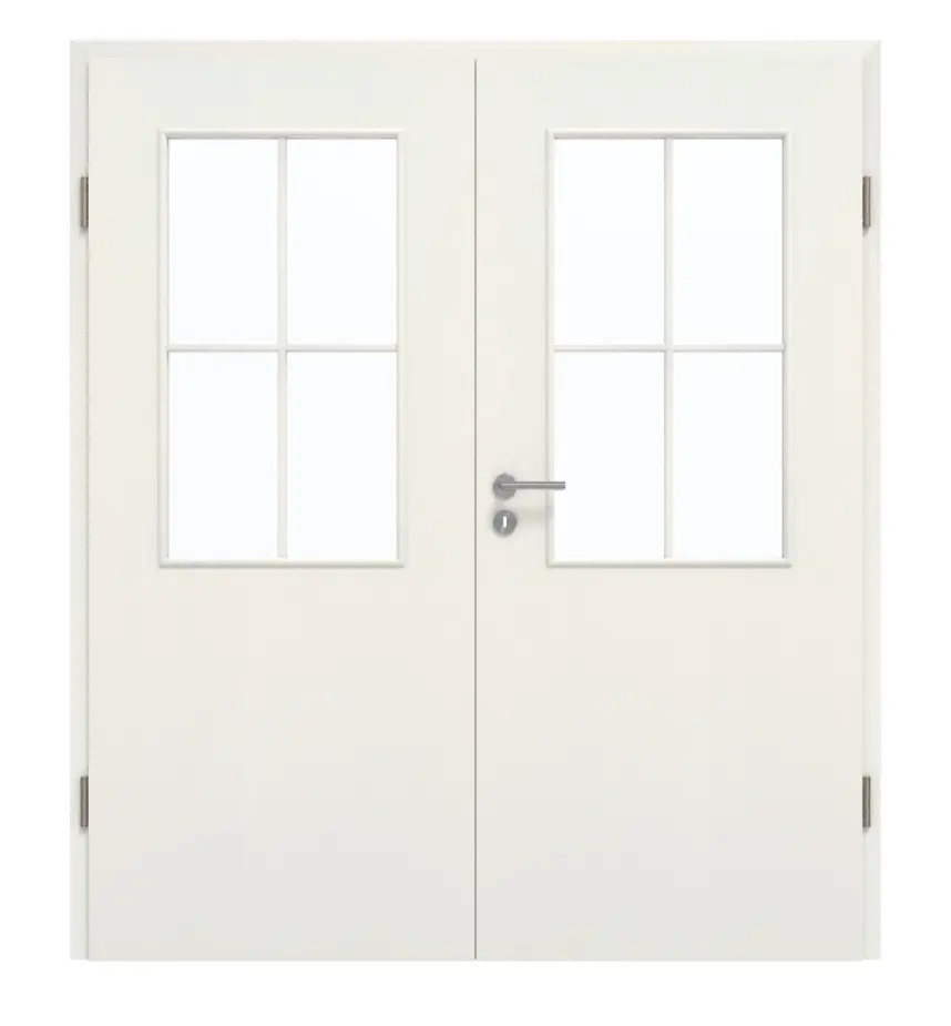 GARANT Drzwi dwuskrzydłowe wraz z ościeżnicą, biel ze strukturą Premium GCK08 z przeszkleniem LA-6, Szpros SP0
