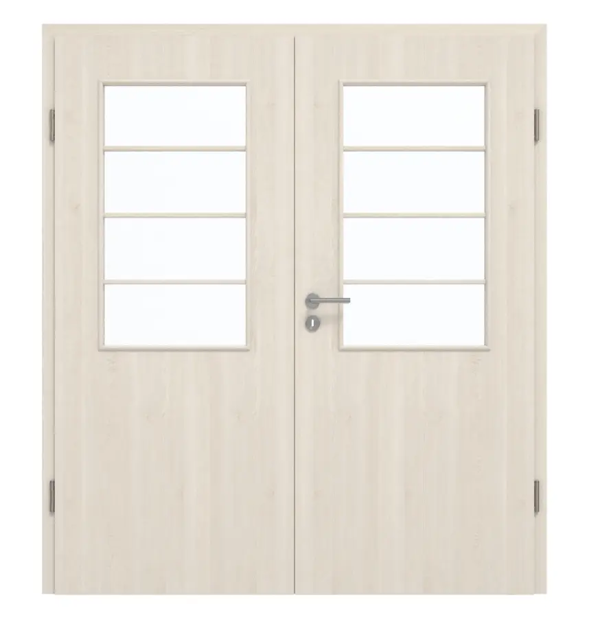 GARANT drzwi 2-skrzydłowe w zestawie z ościeżnicą Authentic perła CePaL z przeszkleniem LA-6 i szprosem SP10
