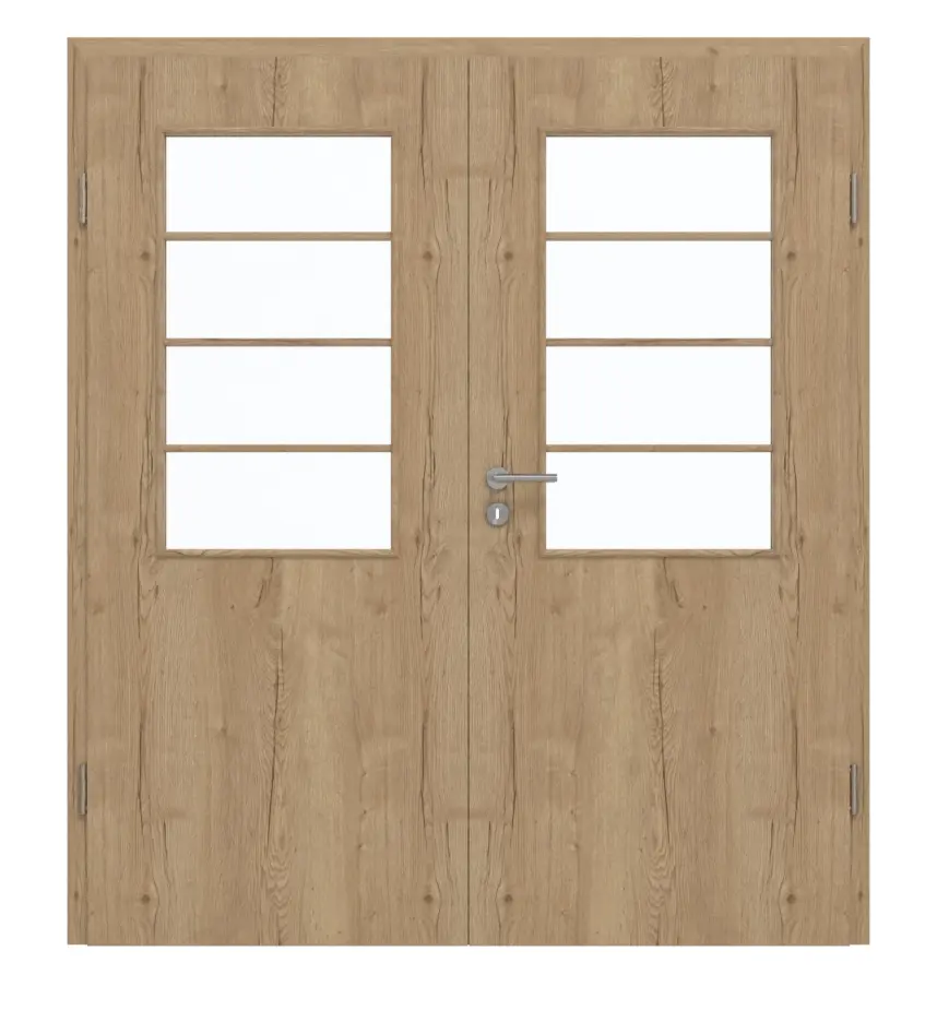GARANT drzwi dwuskrzydłowe z ościeżnicą Authentic dąb szczelinowy CePaL z przeszkleniem LA-6 szpros SP10