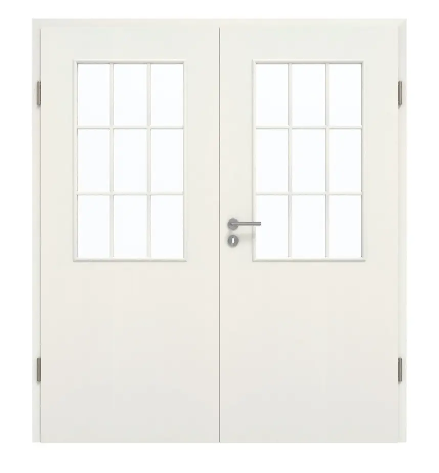 GARANT Drzwi dwuskrzydłowe wraz z ościeżnicą, biel ze strukturą Premium GCK08 z przeszkleniem LA-6, Szpros SP2