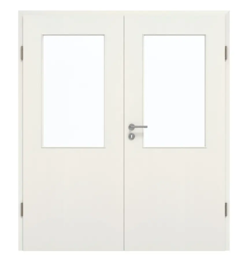 GARANT Drzwi dwuskrzydłowe wraz z ościeżnicą w kolorze Biel ze strukturą Premium GCK08 z przeszkleniem LA-6