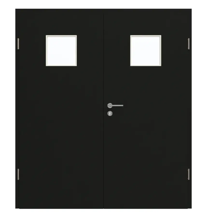 GARANT drzwi dwuskrzydłowe z ościeżnicą 0901-60 Black Resopal z przeszkleniem LA-7