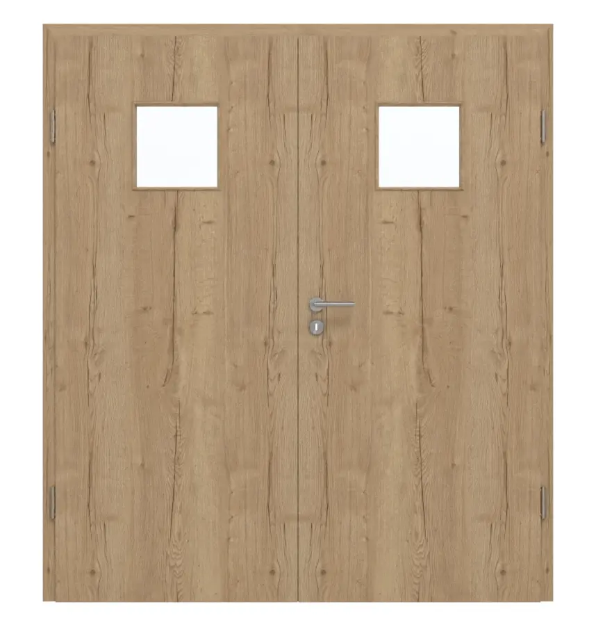 GARANT drzwi dwuskrzydłowe wraz z ościeżnicą Authentic dąb szczelinowy CePaL z przeszkleniem LA-7