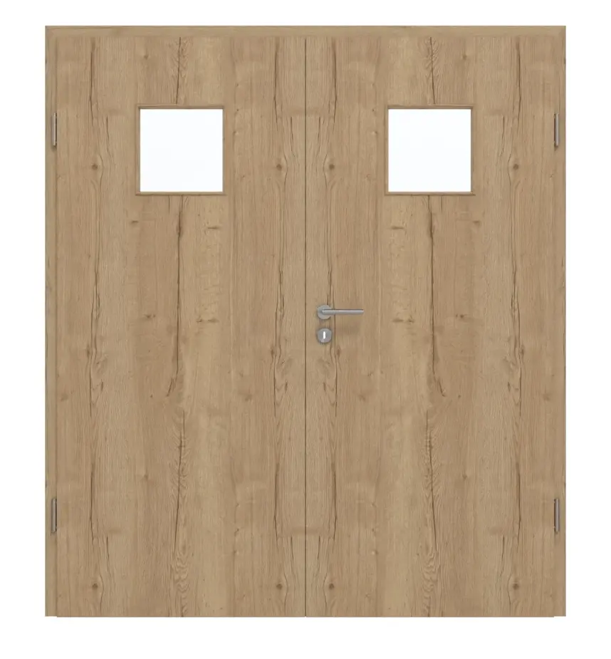 GARANT drzwi 2-skrzydłowe w zestawie z ościeżnicą Authentic dąb szczelinowy GCK08 z przeszkleniem LA-7