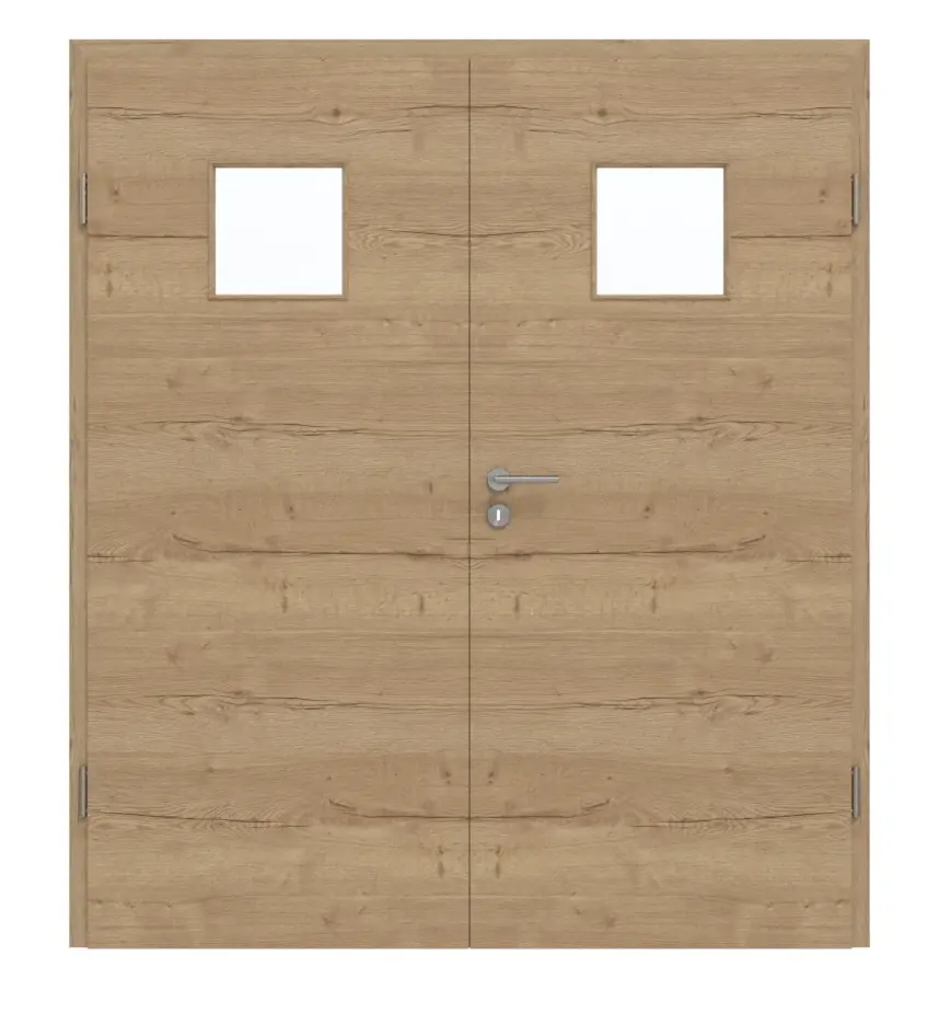 GARANT drzwi dwuskrzydłowe z ościeżnicą wzdłuż Authentic dąb szczelinowy GCK08 z przeszkleniem LA-7