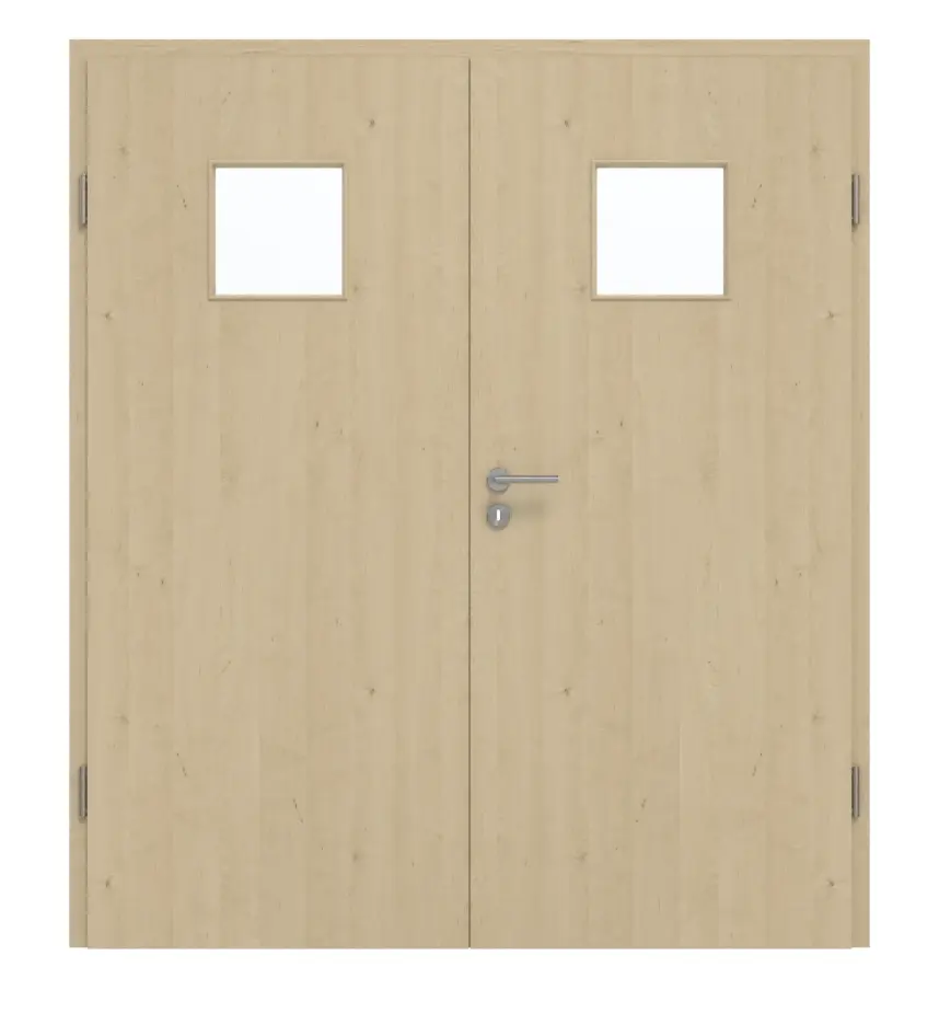 GARANT Drzwi dwuskrzydłowe wraz z ościeżnicą, naturalny klon GCK08 z przeszkleniem LA-7