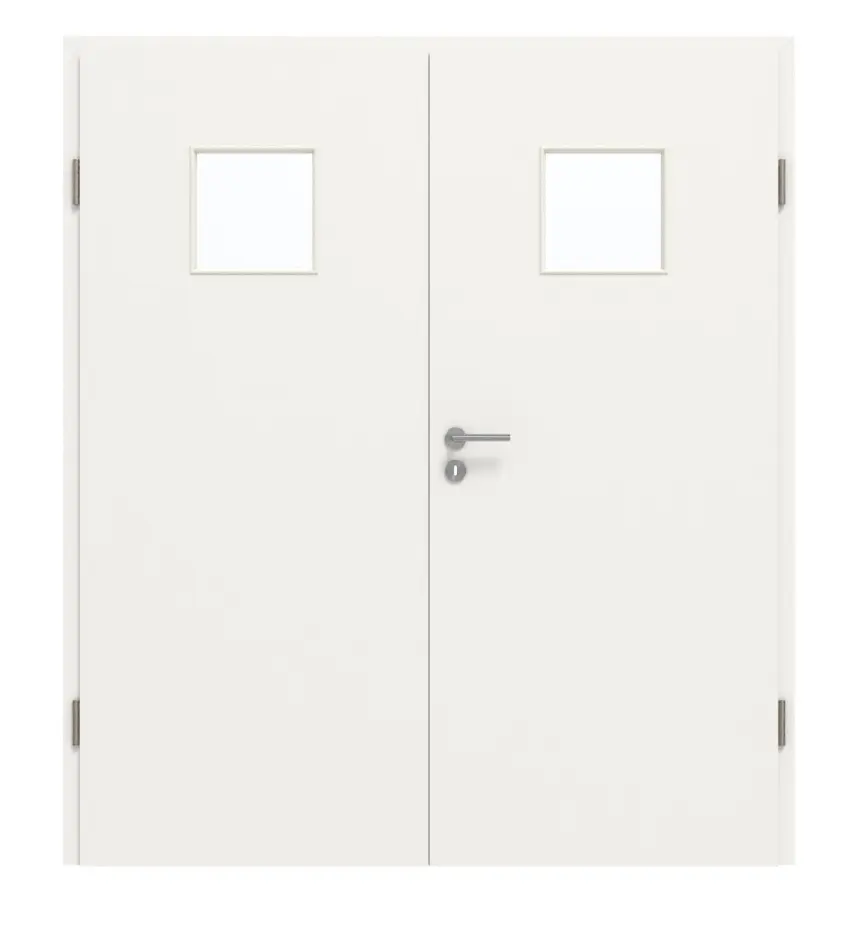 GARANT drzwi 2-skrzydłowe wraz z ościeżnicą, biały lakier 9016 GHK08 z przeszkleniem LA-7
