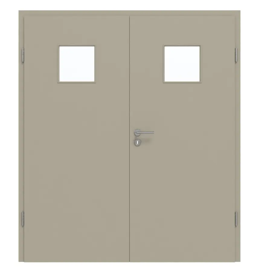 GARANT Drzwi dwuskrzydłowe wraz z ościeżnicą, matowe, szary jedwab 7044 G-TEC z przeszkleniem LA-7