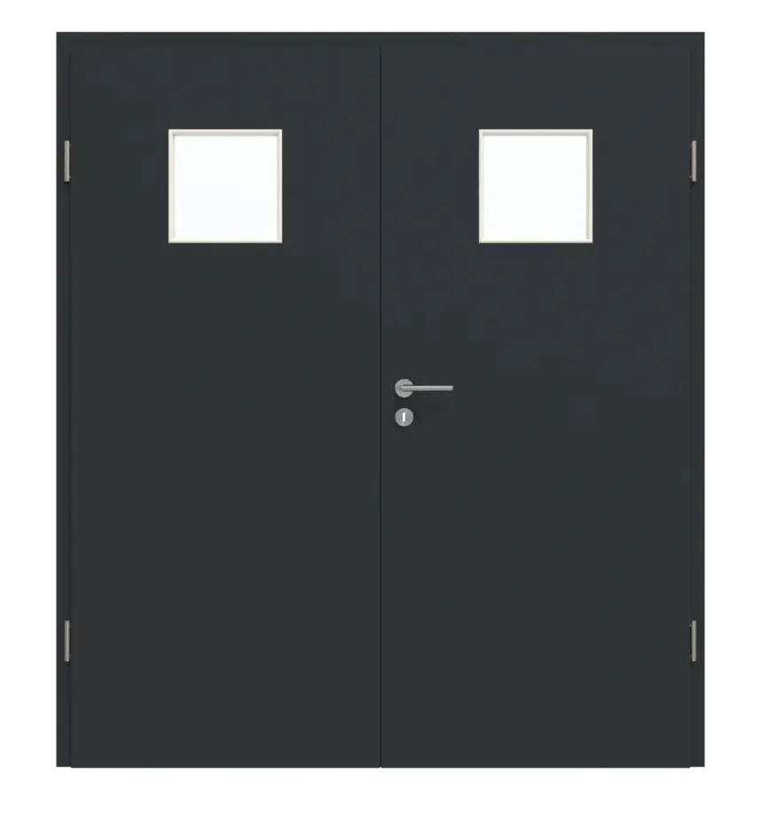 GARANT drzwi dwuskrzydłowe z ościeżnicą U12000SD wulkaniczna czerń GHK08 z przeszkleniem LA-7