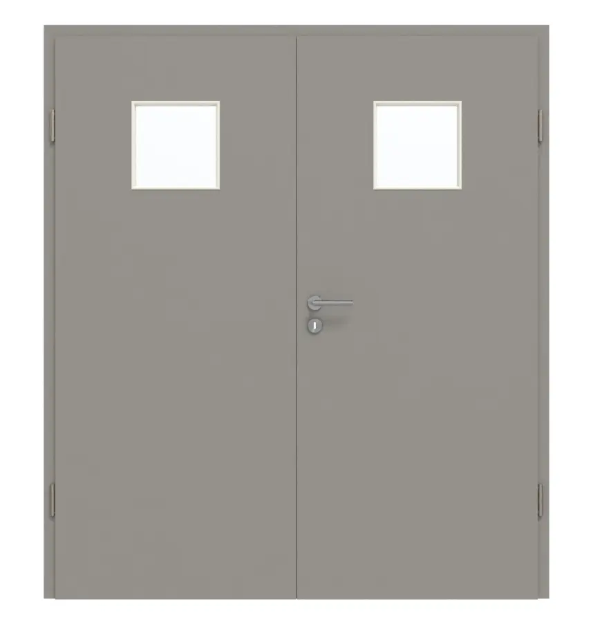 GARANT drzwi dwuskrzydłowe z ościeżnicą U12115SD szary platynowy GHK08 z wycięciem na szybę LA-7