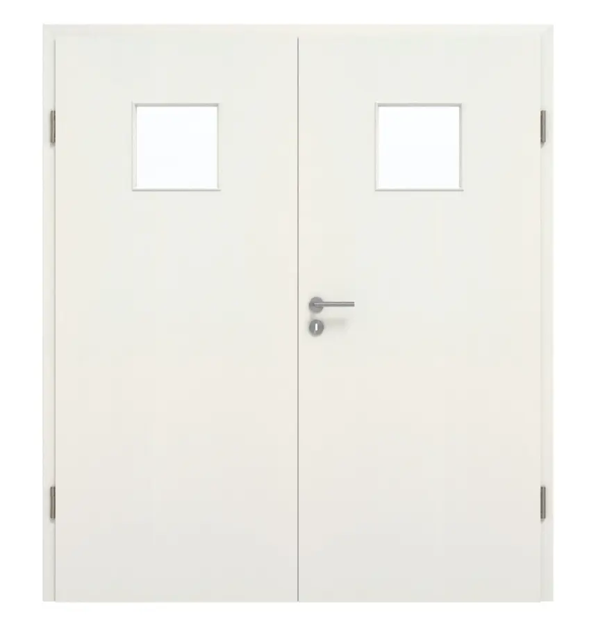GARANT Drzwi dwuskrzydłowe wraz z ościeżnicą w bieli ze strukturą Premium CePaL z przeszkleniem LA-7