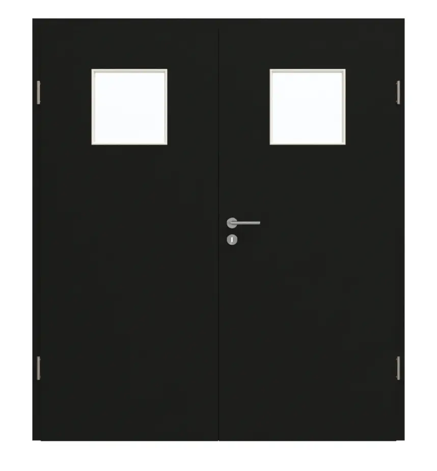 GARANT drzwi dwuskrzydłowe z ościeżnicą 0901-60 Black Resopal z przeszkleniem LA-8