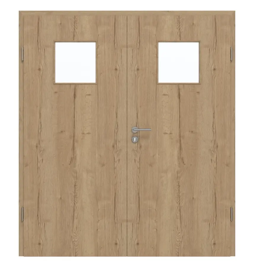 GARANT drzwi dwuskrzydłowe z ościeżnicą Authentic dąb szczelinowy GCK08 z przeszkleniem LA-8