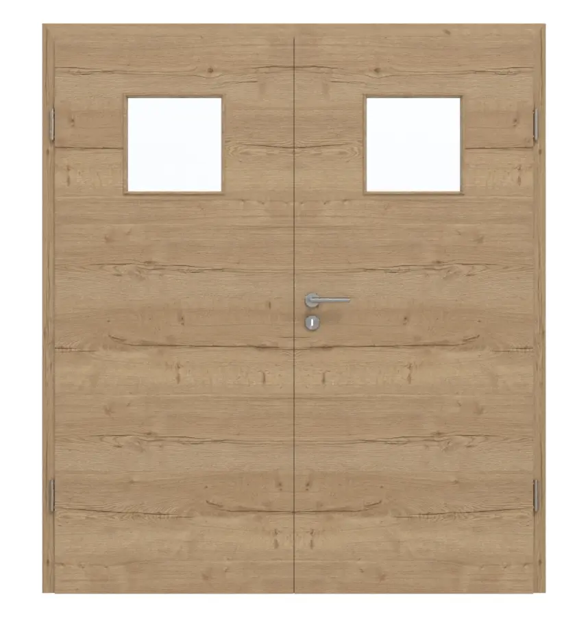 GARANT Drzwi dwuskrzydłowe z ościeżnicą Quer Authentic Risseiche CePaL z przeszkleniem LA-8