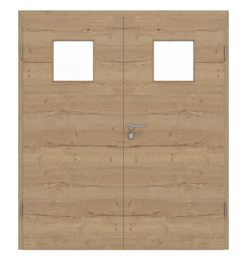 GARANT drzwi dwuskrzydłowe z ościeżnicą wzdłuż Authentic dąb szczelinowy GCK08 z przeszkleniem LA-8