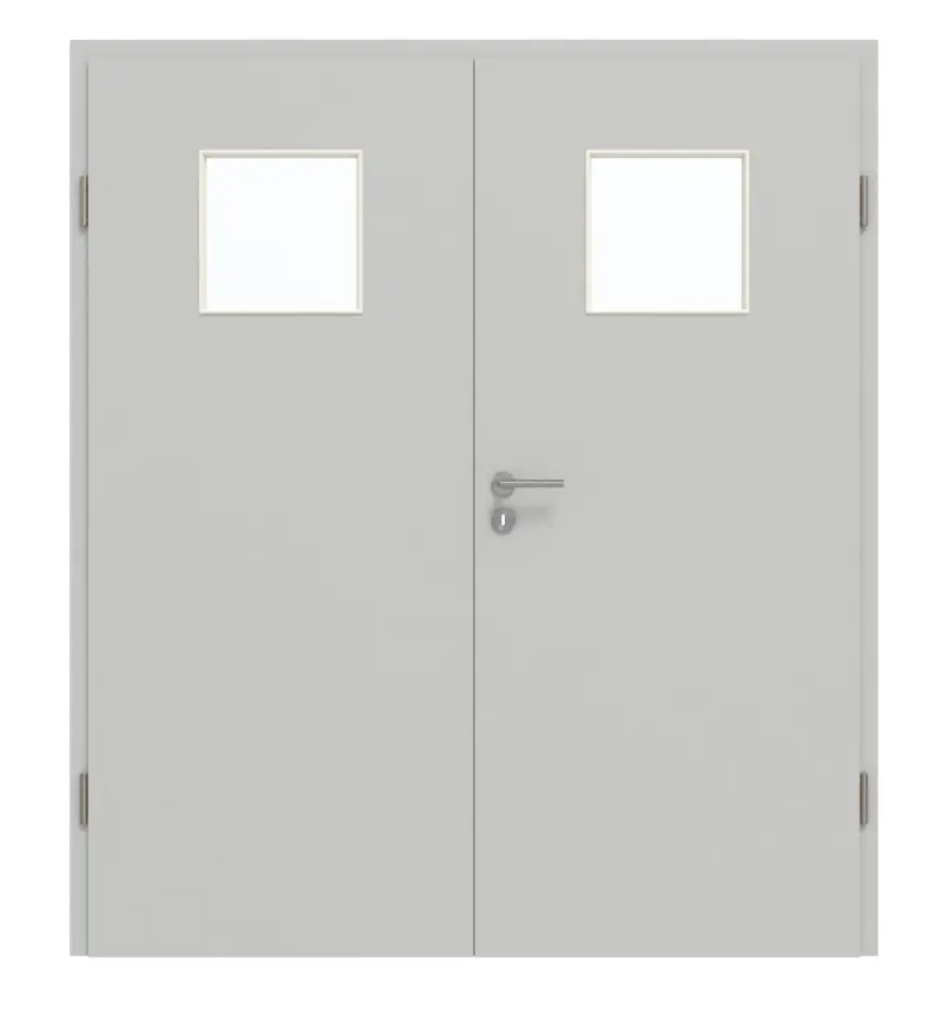 GARANT drzwi dwuskrzydłowe z ościeżnicą D92-60 Dove Grey Resopal z przeszkleniem LA-8