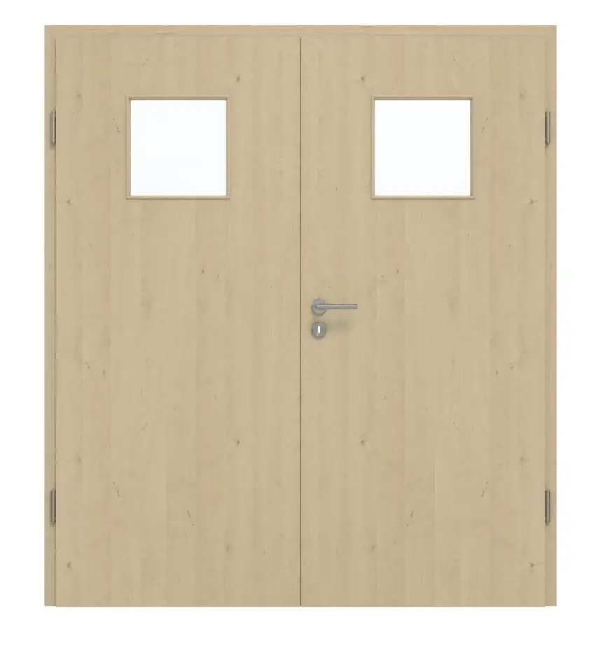 GARANT Drzwi dwuskrzydłowe wraz z ościeżnicą, naturalny klon GCK08 z przeszkleniem LA-8
