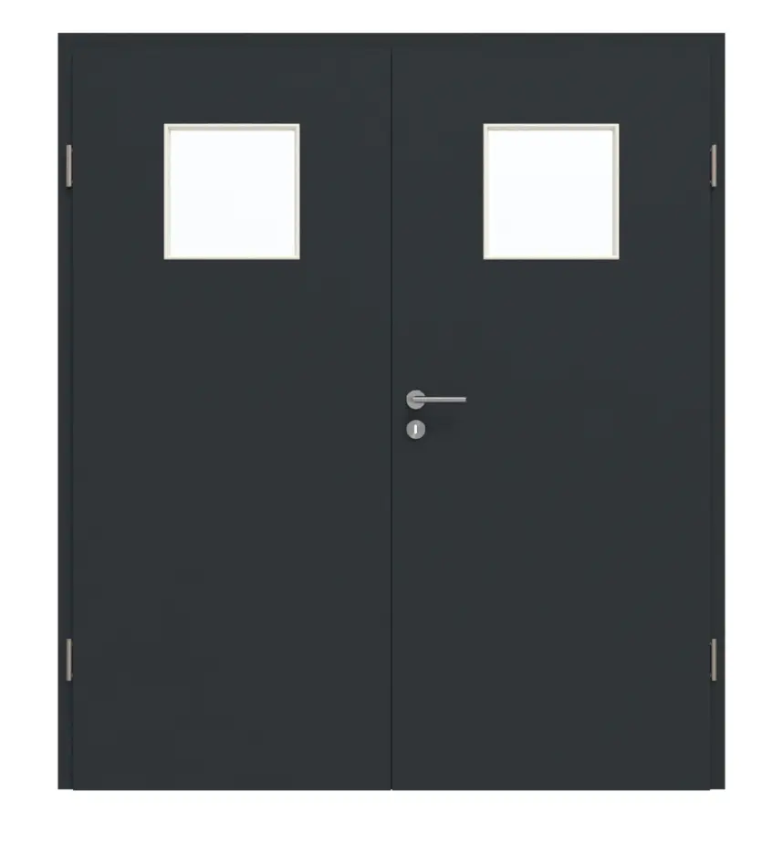 GARANT drzwi 2-skrzydłowe z ościeżnicą U12000SD wulkaniczna czerń GHK08 z przeszkleniem LA-8