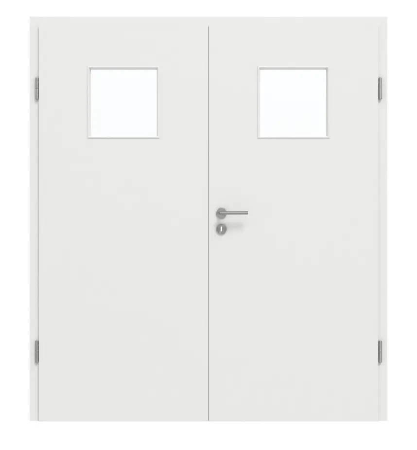 GARANT Drzwi dwuskrzydłowe wraz z ościeżnicą, matowe, biały lakier 9016 G-TEC z przeszkleniem LA-8