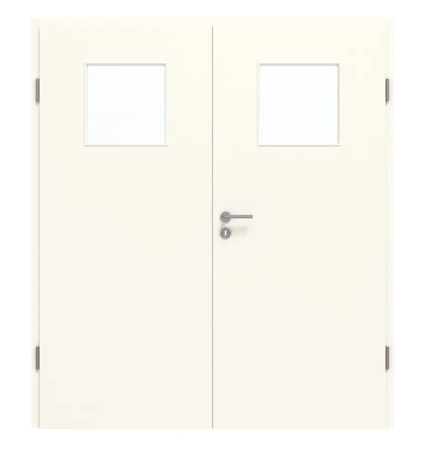 GARANT drzwi dwuskrzydłowe wraz z ościeżnicą 0105-60 Pearl White CePaL z przeszkleniem LA-9