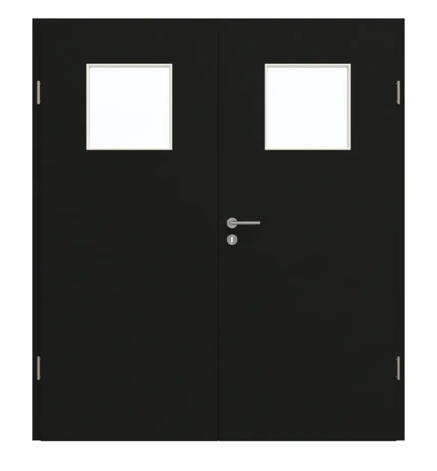 GARANT drzwi dwuskrzydłowe z ościeżnicą 0901-60 Black Resopal z przeszkleniem LA-9