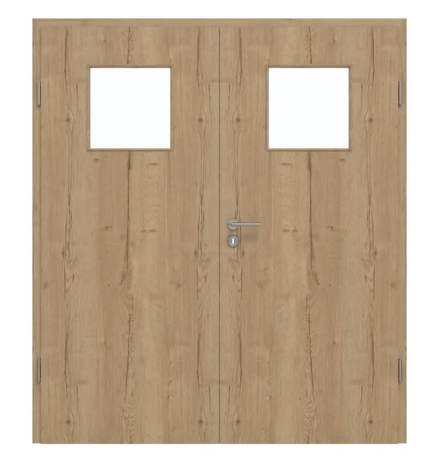 GARANT drzwi dwuskrzydłowe z ościeżnicą Authentic dąb szczelinowy GCK08 z przeszkleniem LA-9