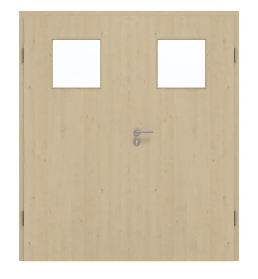 GARANT Drzwi dwuskrzydłowe wraz z ościeżnicą, naturalny klon GCK08 z przeszkleniem LA-9