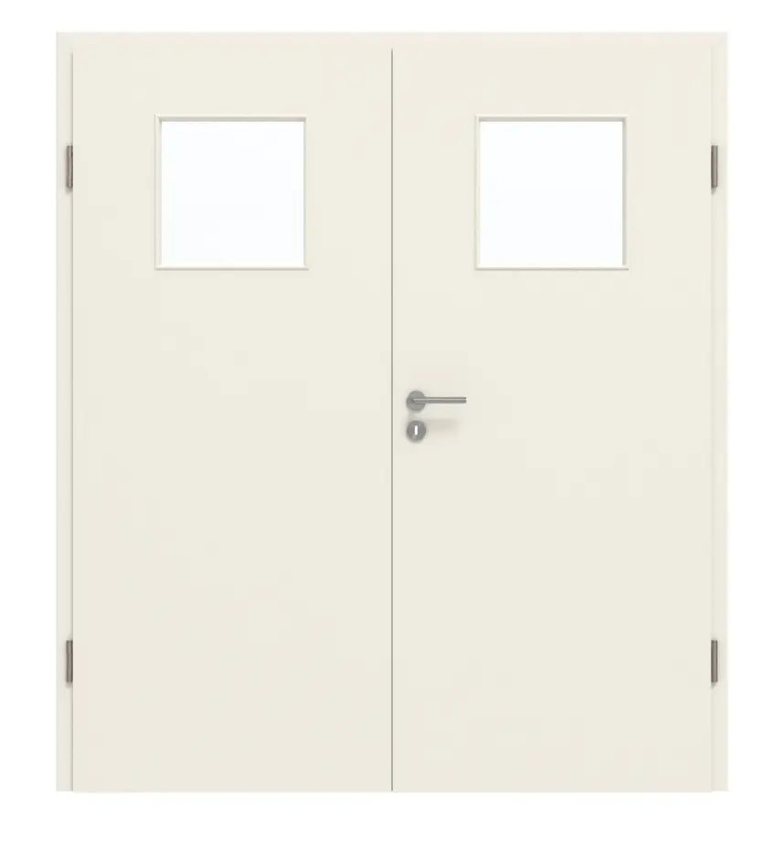 GARANT drzwi dwuskrzydłowe z ościeżnicą biały lakier 9010 CePaL z przeszkleniem LA-9