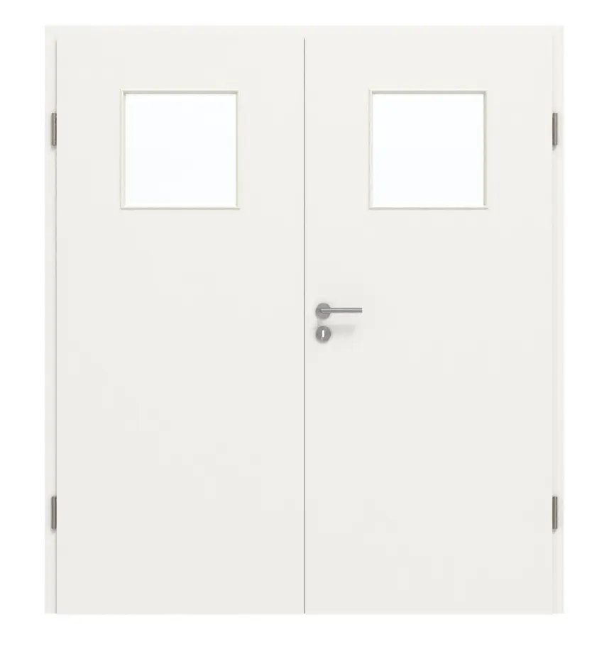GARANT drzwi dwuskrzydłowe z ościeżnicą biały lakier 9016 GHK08 z przeszkleniem LA-9