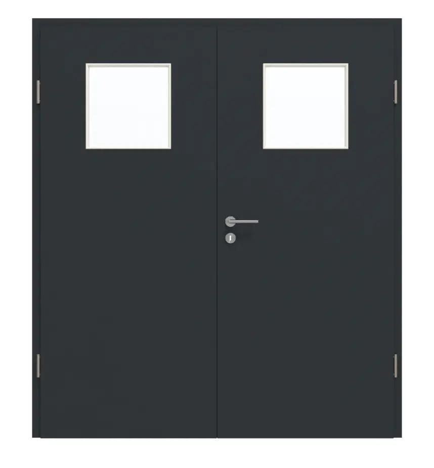 GARANT drzwi dwuskrzydłowe w tym ościeżnica U12000SD wulkaniczna czerń GHK08 z przeszkleniem LA-9