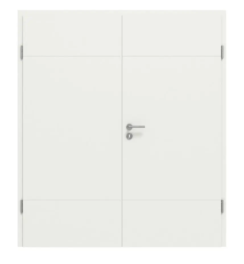 Widok frontowy drzwi dwuskrzydłowych Dynamic 3.0 biały lakier RAL 9003 z ościeżnicą - Classen