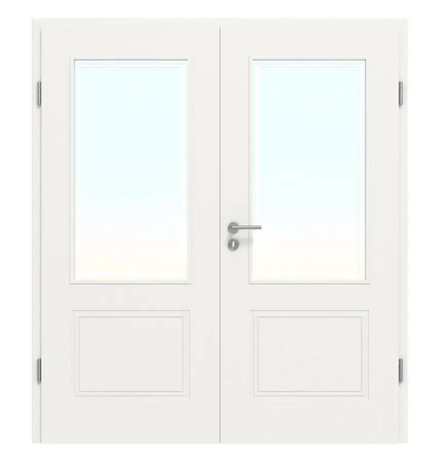 CLASSEN Drzwi dwuskrzydłowe Terra 3.11, biały lakier RAL 9016, z przeszkleniem i ościeżnicą