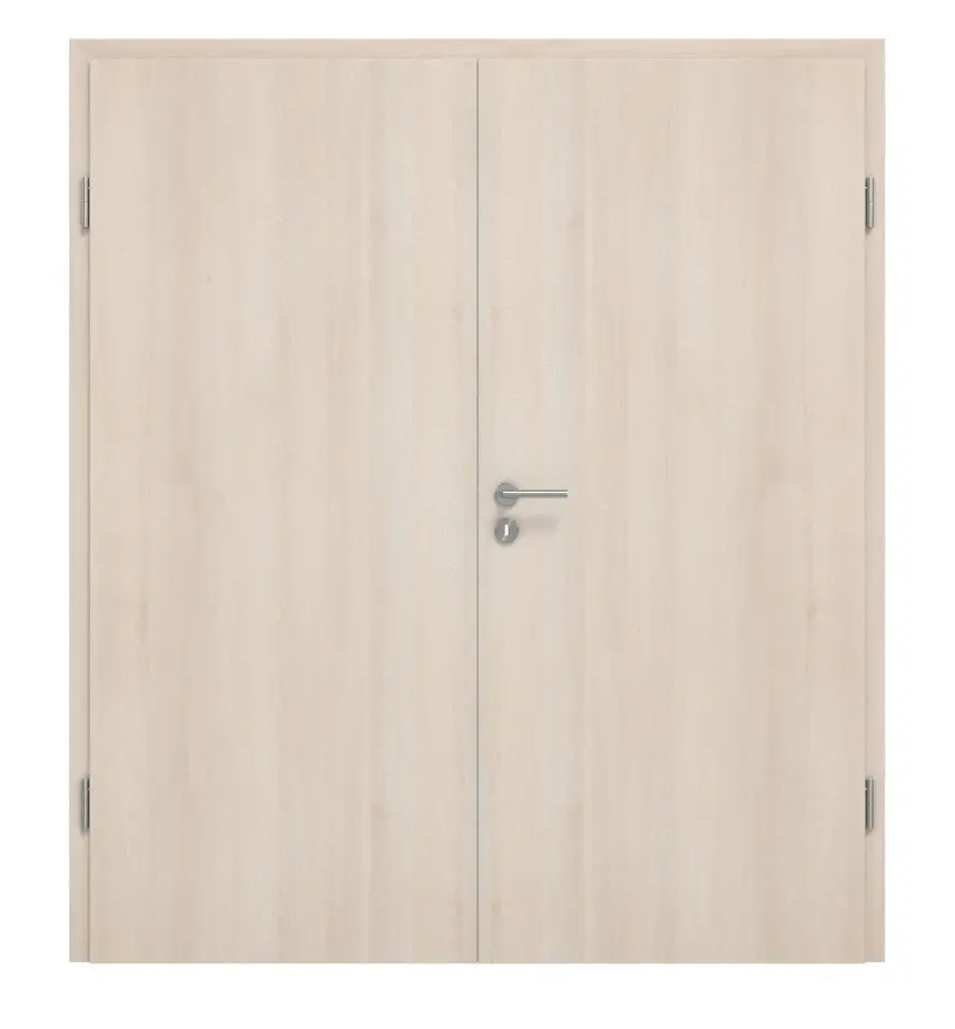 Widok frontowy drzwi dwuskrzydłowych akacja jasny CPL z ościeżnicą - Classen
