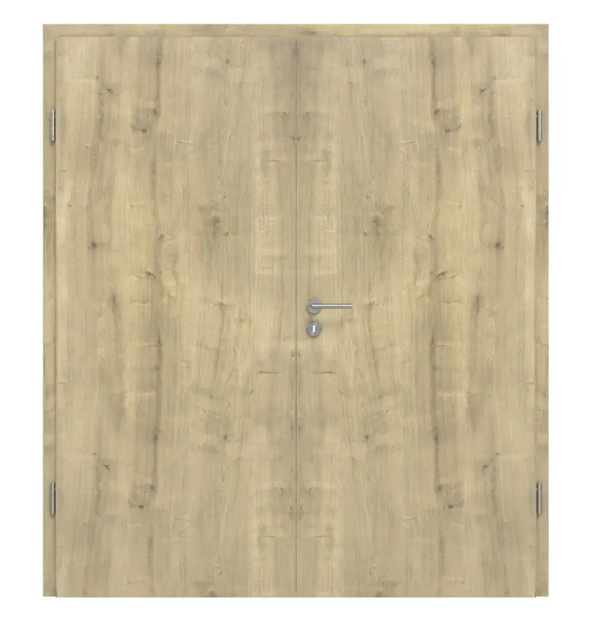 Widok frontowy drzwi dwuskrzydłowych Hamilton dąb CPL w zestawie z ościeżnicą - Classen
