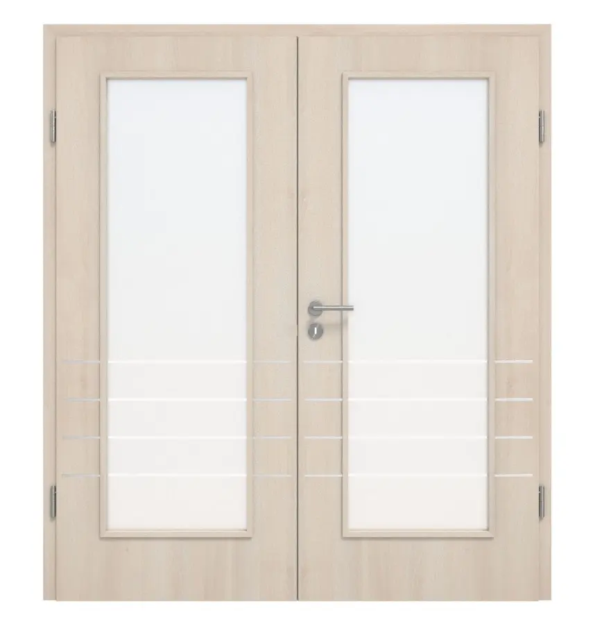 CLASSEN drzwi dwuskrzydłowe akacja jasna CPL 4.10 z przeszkleniem z ościeżnicą