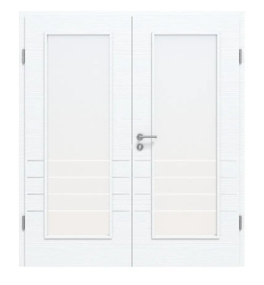 CLASSEN Drzwi dwuskrzydłowe 4.10, CPL, białe ze strukturą, z przeszkleniem i ościeżnicą