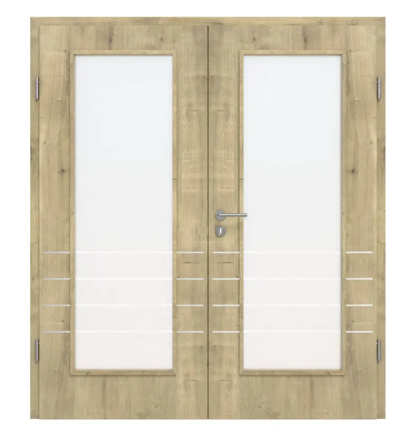 CLASSEN Drzwi dwuskrzydłowe dąb hamilton CPL 4.10 z przeszkleniem i ościeżnicą