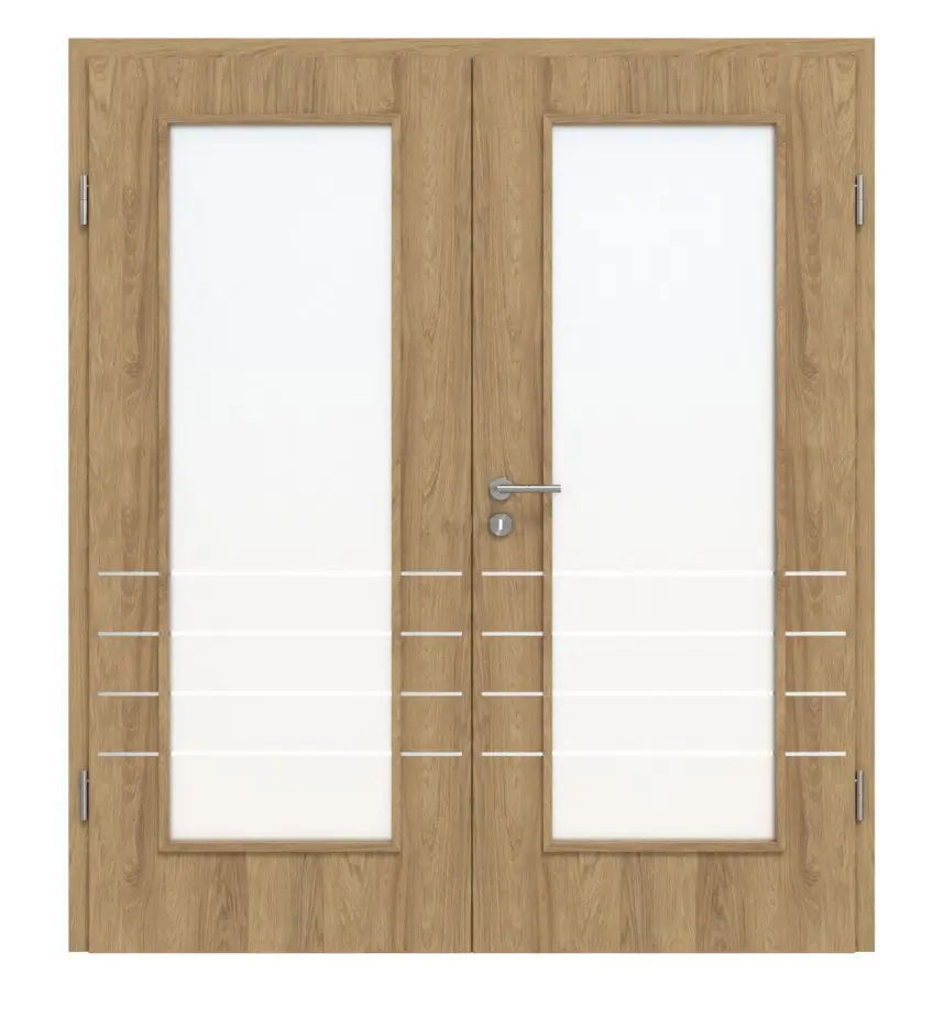 CLASSEN drzwi dwuskrzydłowe 4.10 orzesznik dąb CPL z przeszkleniem i ościeżnicą