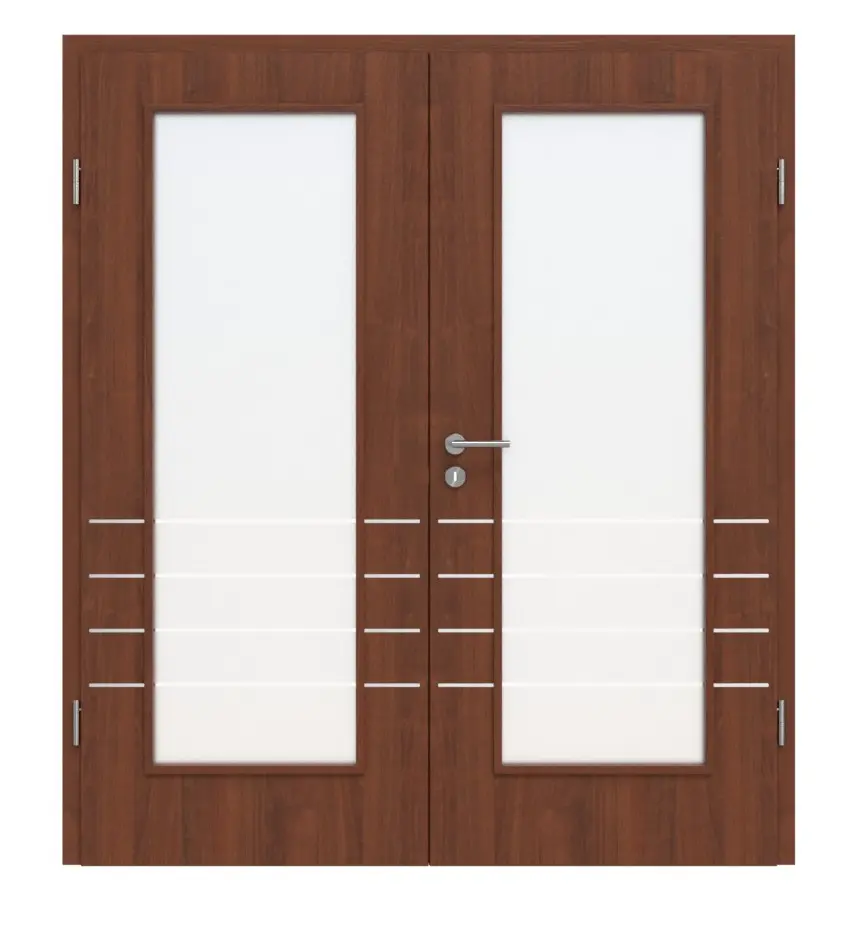 CLASSEN Drzwi dwuskrzydłowe 4.10, CPL, orzech włoski, z przeszkleniem z ościeżnicą