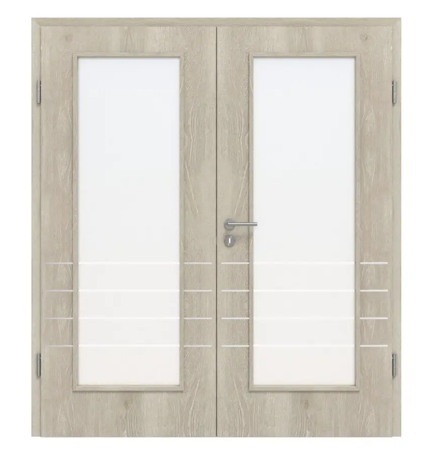 CLASSEN drzwi dwuskrzydłowe Dąb Kendal CPL 4.10 z przeszkleniem i ościeżnicą