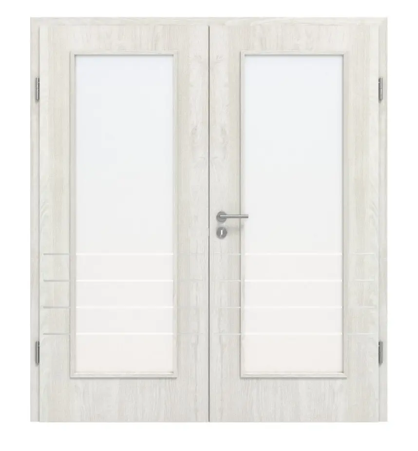 CLASSEN drzwi dwuskrzydłowe Jesion Norweski CPL 4.10 z przeszkleniem i ościeżnicą
