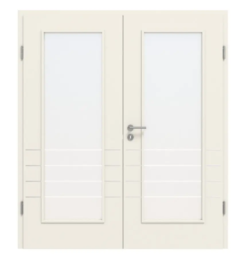 CLASSEN drzwi dwuskrzydłowe białe RAL 9010 CPL 4.10 z przeszkleniem z ościeżnicą