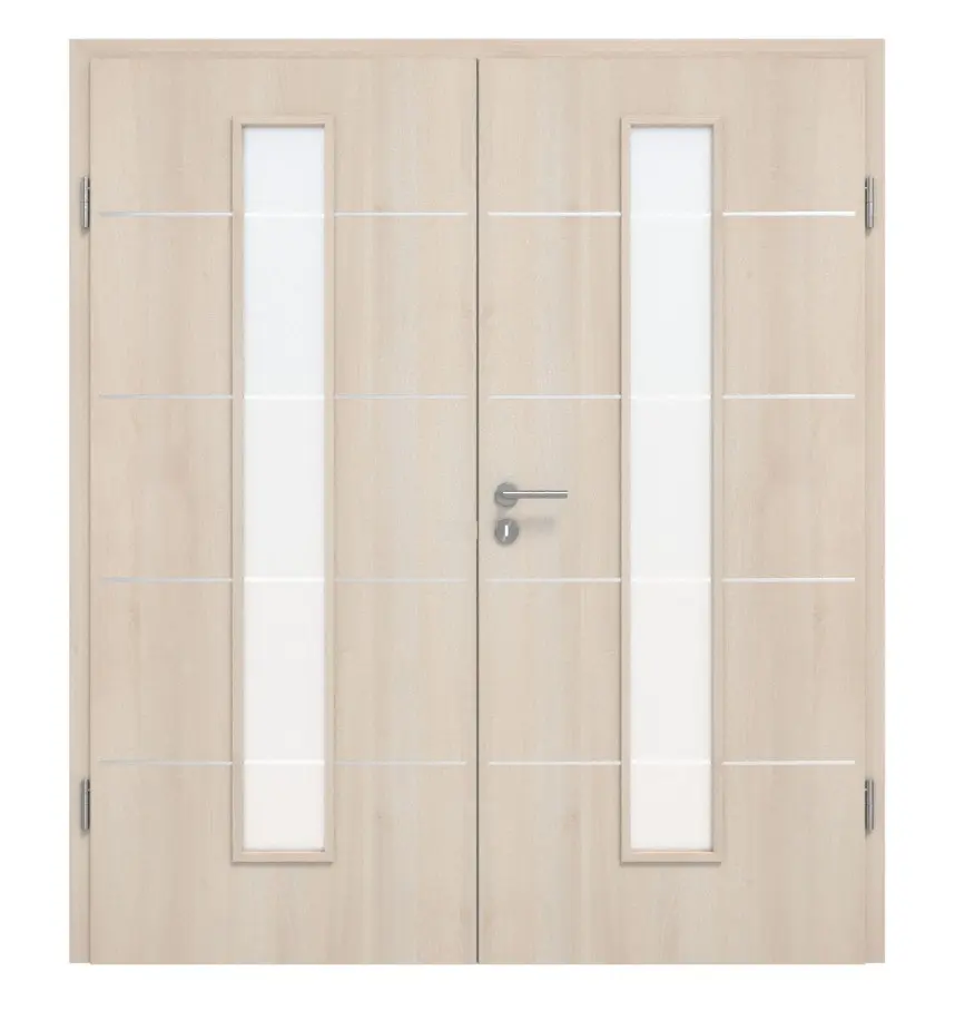 CLASSEN drzwi dwuskrzydłowe akacja jasna CPL 4.11 z przeszkleniem i ościeżnicą