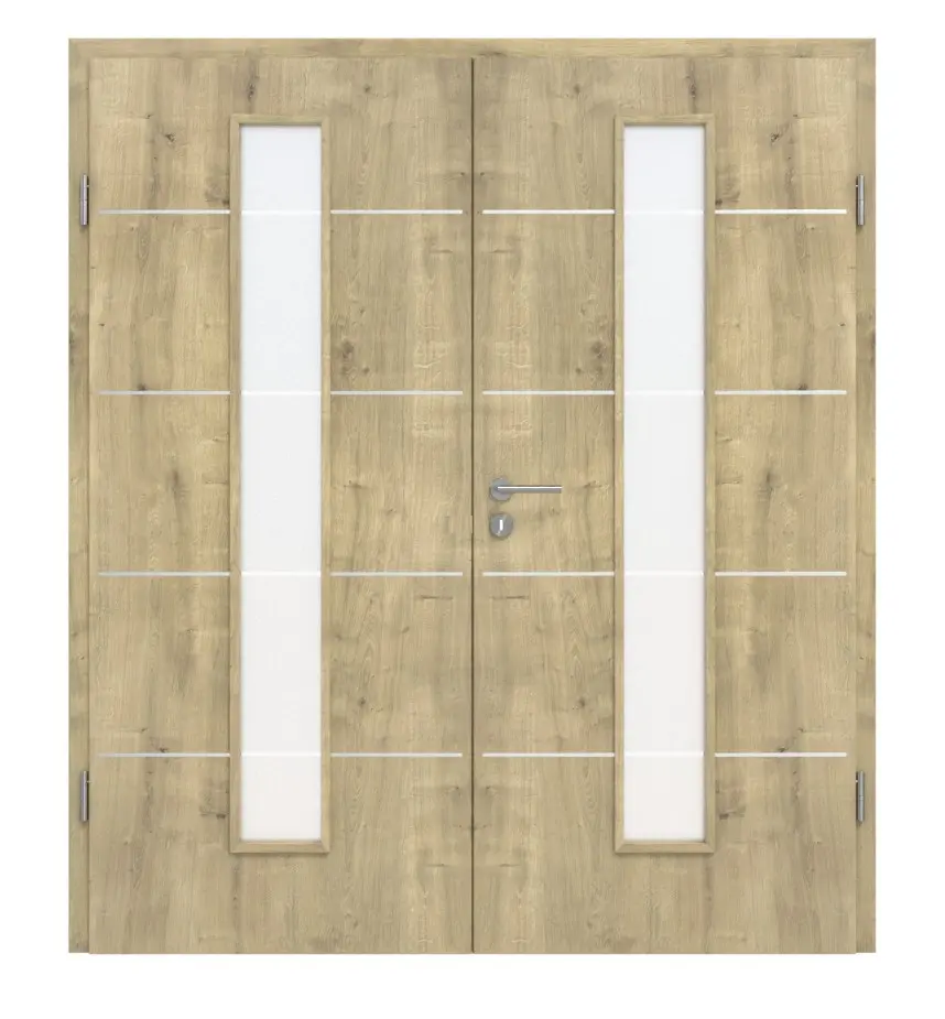 CLASSEN Drzwi dwuskrzydłowe dąb hamilton CPL 4.11 z przeszkleniem i ościeżnicą